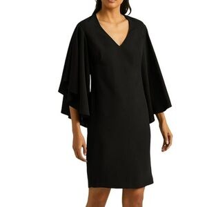 LAUREN by Ralph Lauren Black v-neck Flutter Sleeve Dress Size 16